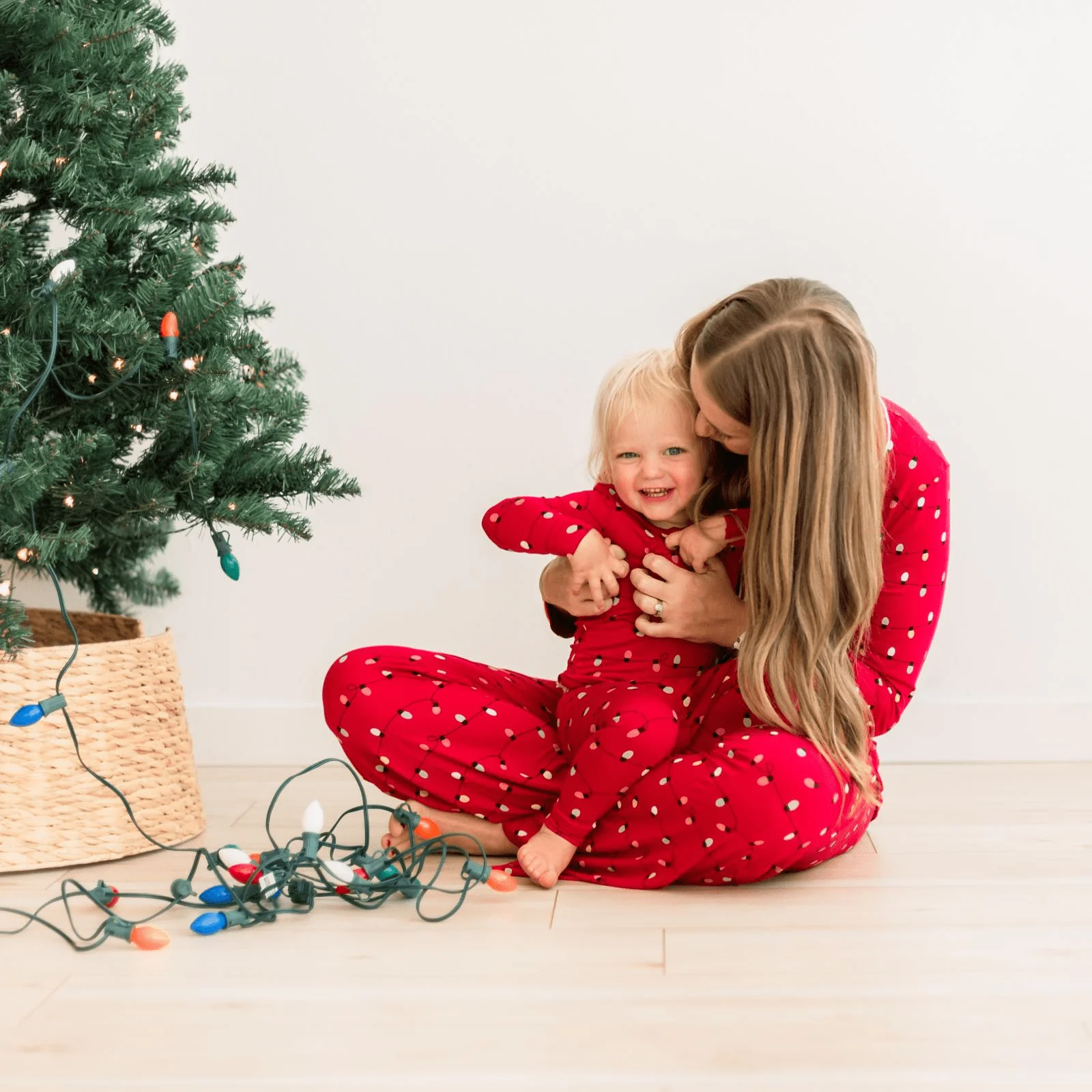 Bamboo Long Sleeve Pajama Set - Crimson Holiday Lights - Image 3