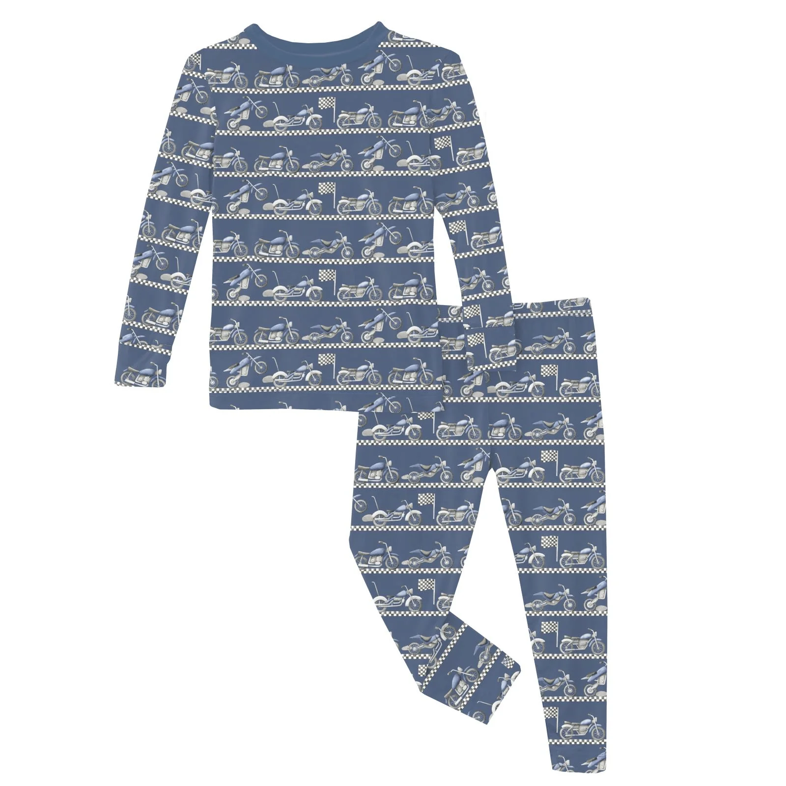 Bamboo Long Sleeve Pajama Set - Denim Motorcycles - Image 2