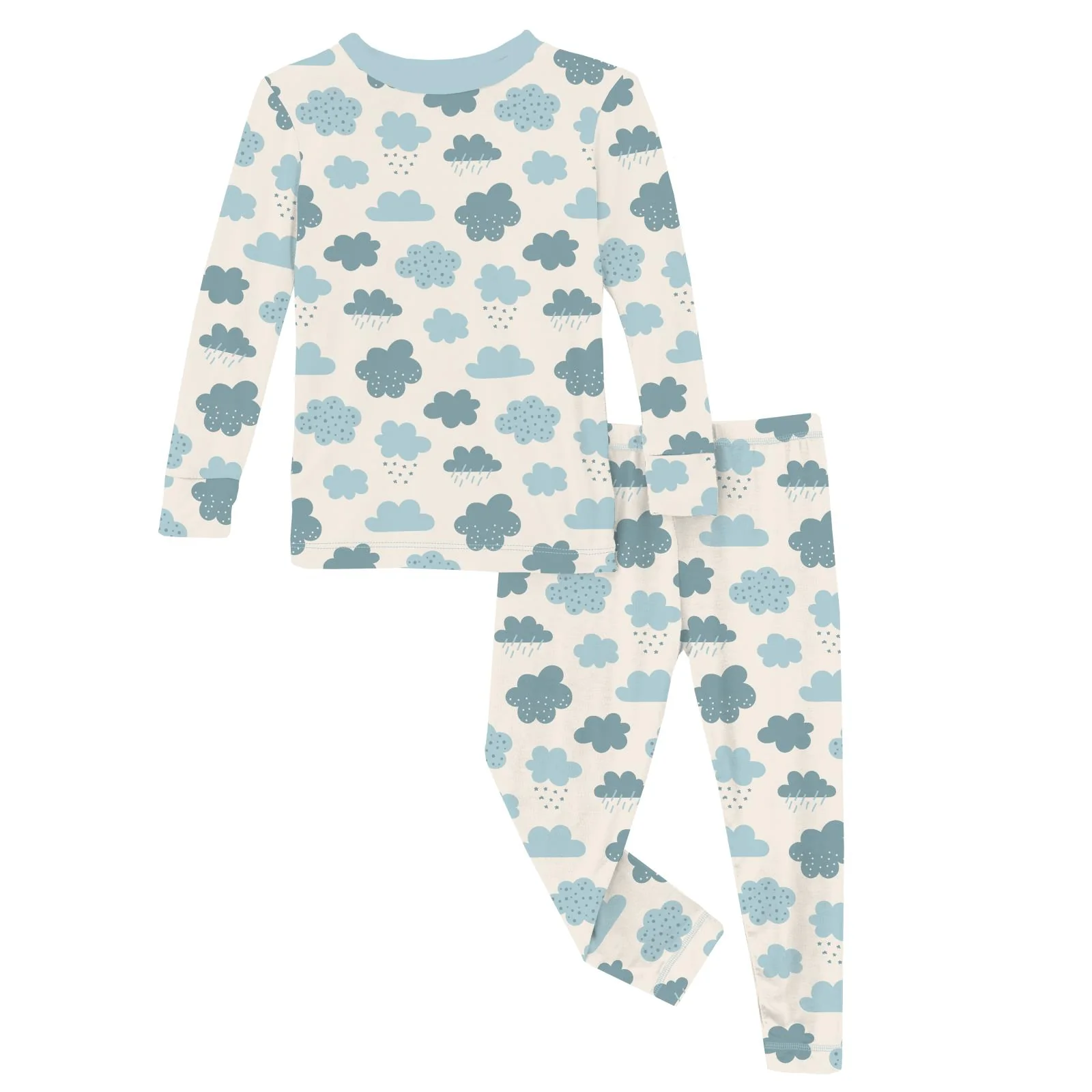 Bamboo Long Sleeve Pajama Set - Natural Cloudy Sky - Image 3