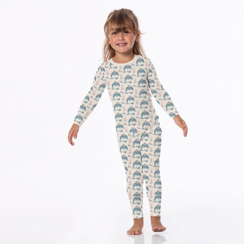 Bamboo Long Sleeve Pajama Set - Natural Dolphins - Image 2