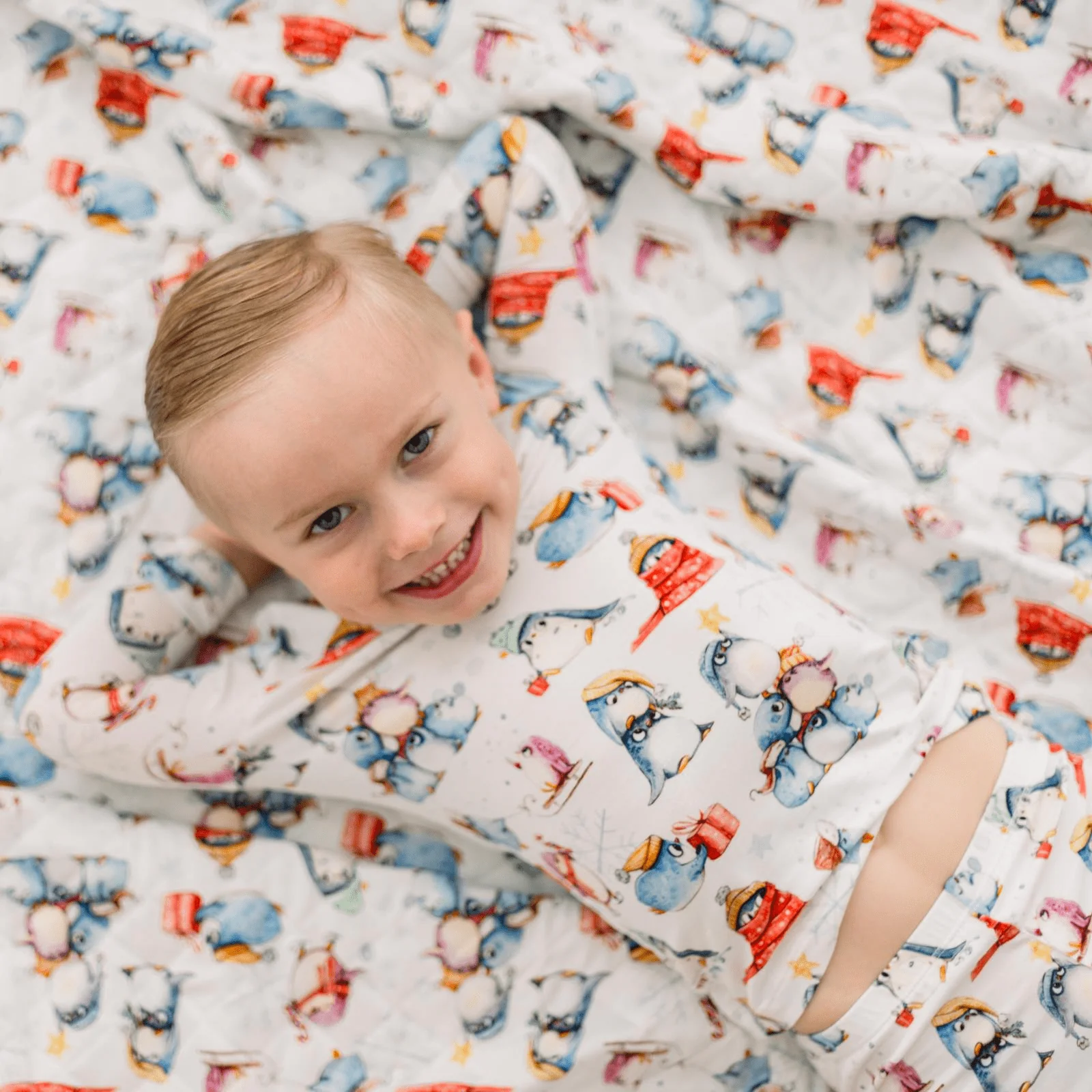 Bamboo Long Sleeve Pajama Set - Natural Silly Penguins - Image 2