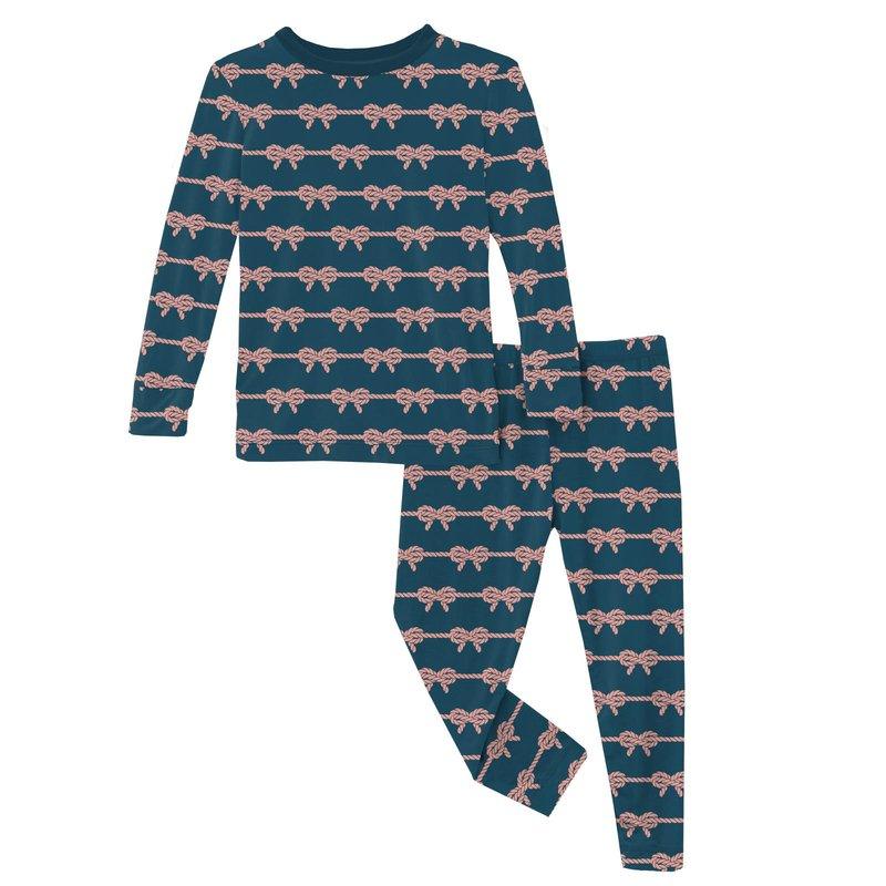 Bamboo Long Sleeve Pajama Set - Peacock Boat Rope Bows