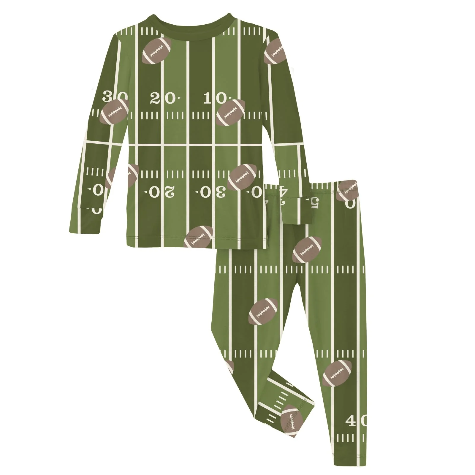 Bamboo Long Sleeve Pajama Set - Pesto Football - Image 2