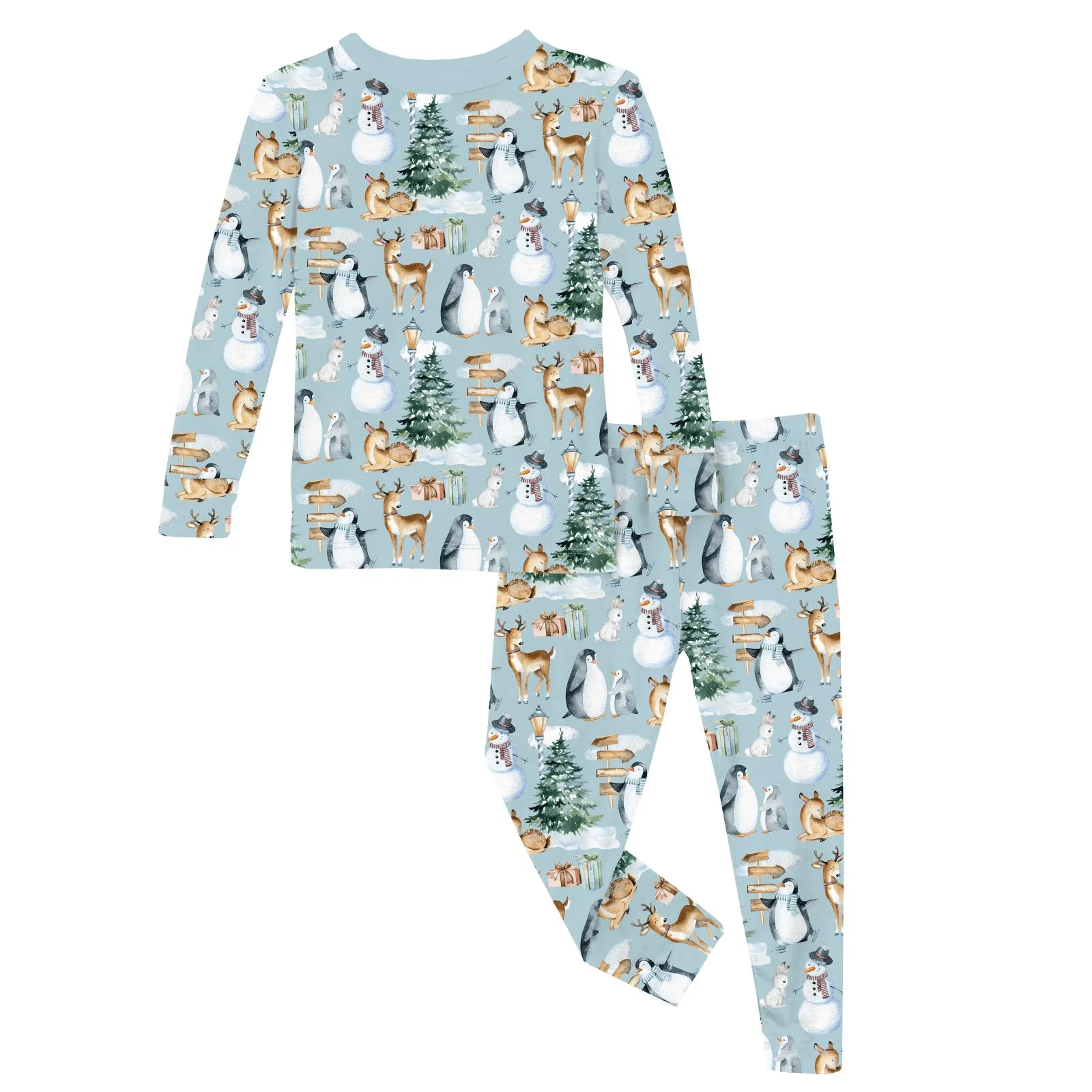 Bamboo Long Sleeve Pajama Set - Spring Sky Winter Woodland - Image 2