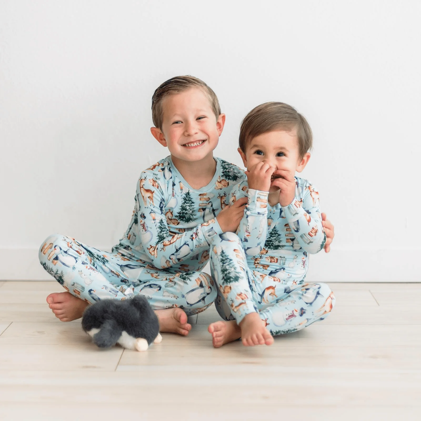 Bamboo Long Sleeve Pajama Set - Spring Sky Winter Woodland - Image 3