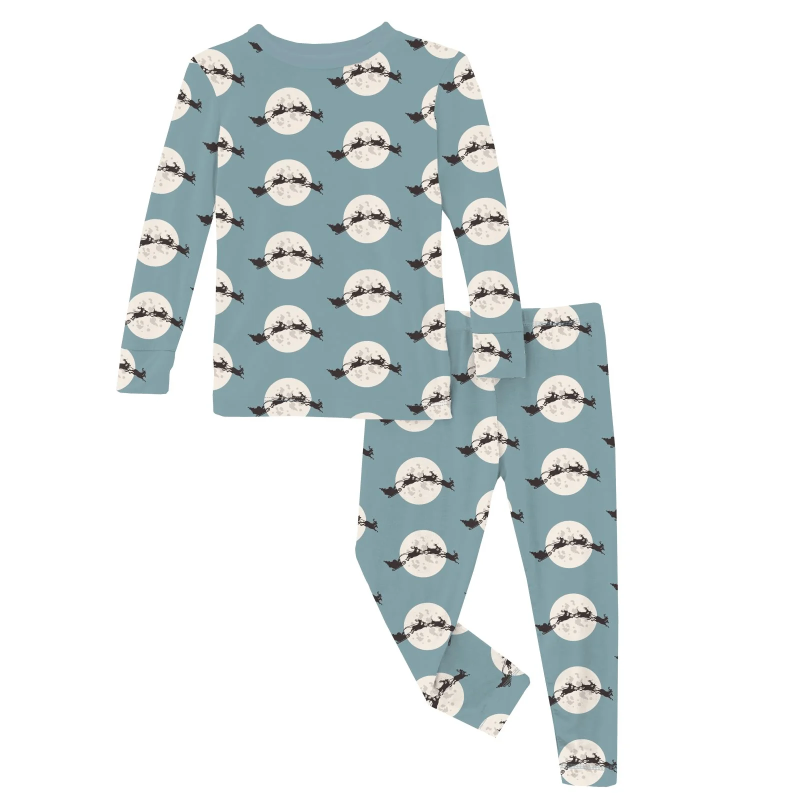 Bamboo Long Sleeve Pajama Set - Stormy Sea Santa's Sleigh - Image 5