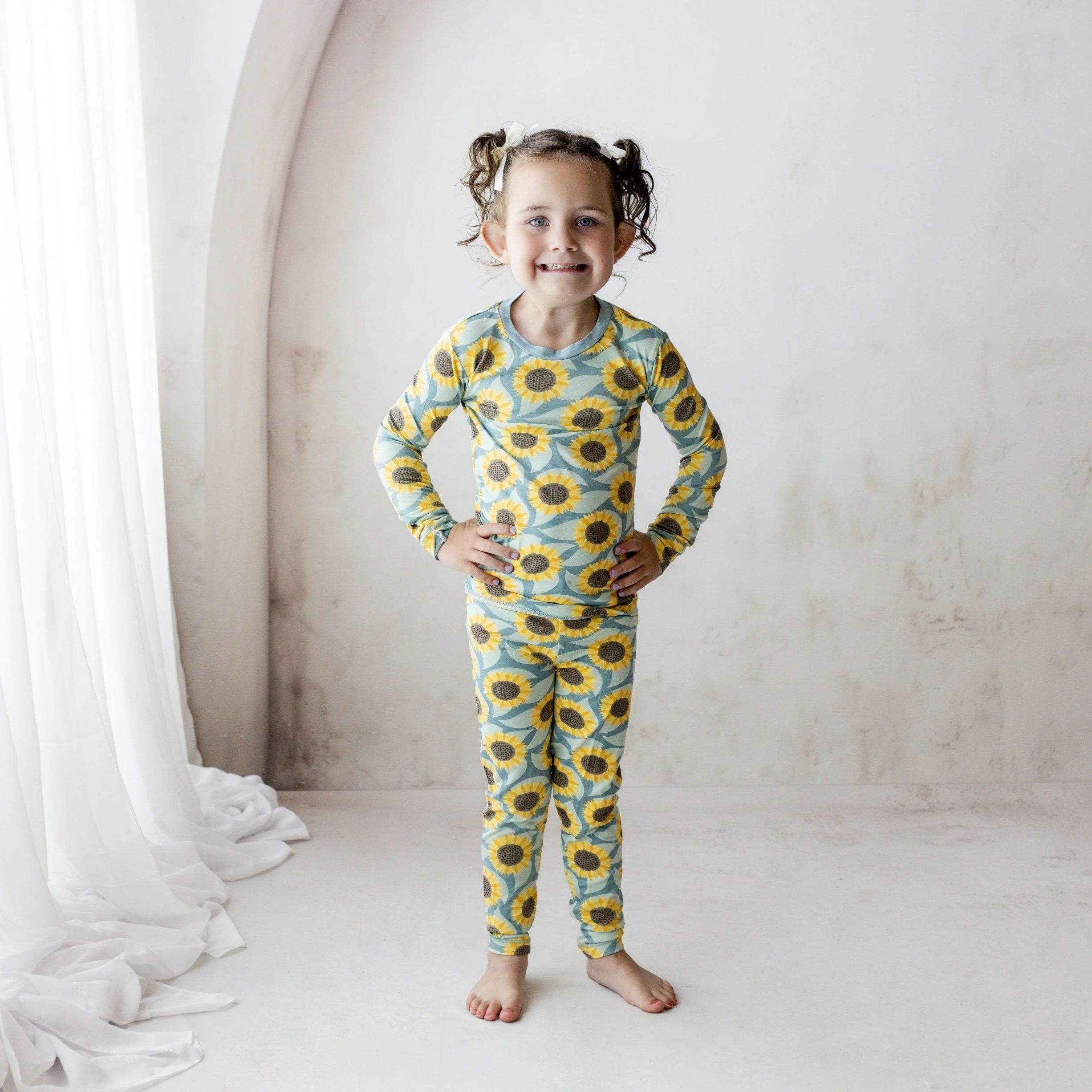 Bamboo Long Sleeve Pajama Set - Stormy Sea Sunflower - Image 2