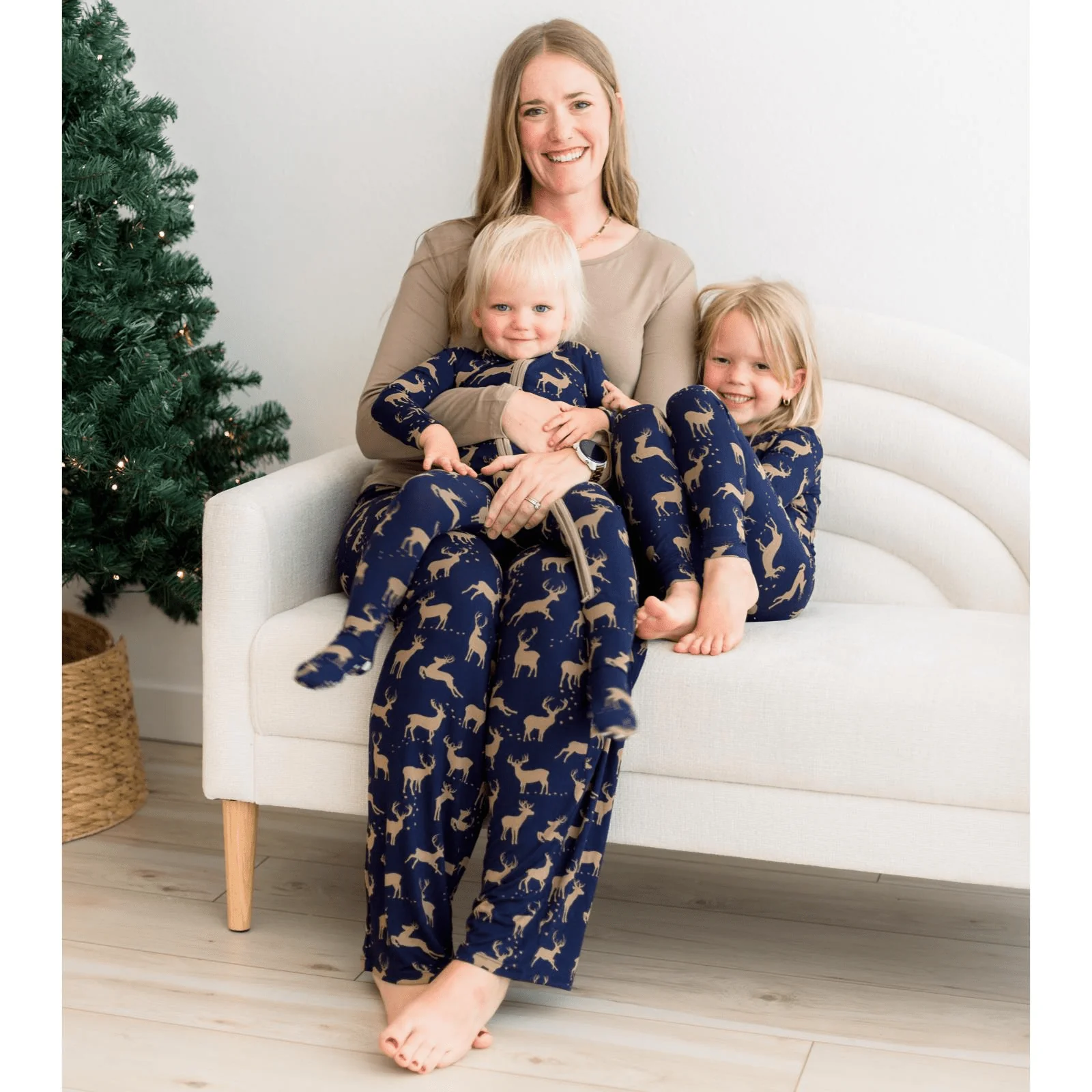 Bamboo Long Sleeve Relaxed Tee & Pajama Pants Set - Peacoat Elk - Image 5