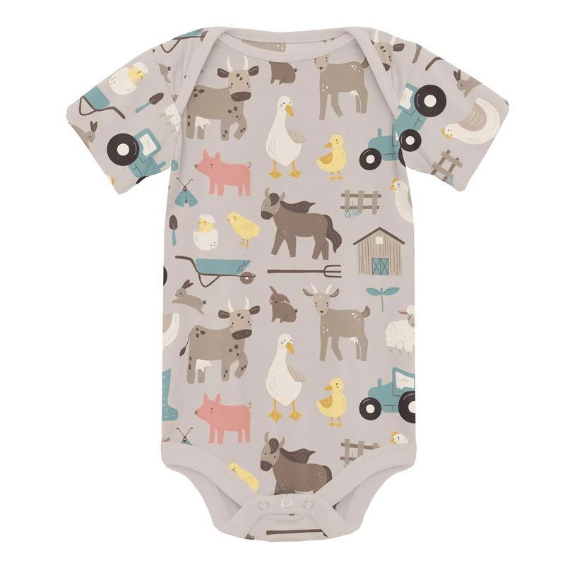 Bamboo Short Sleeve One Piece - Latte Morning on the Farm