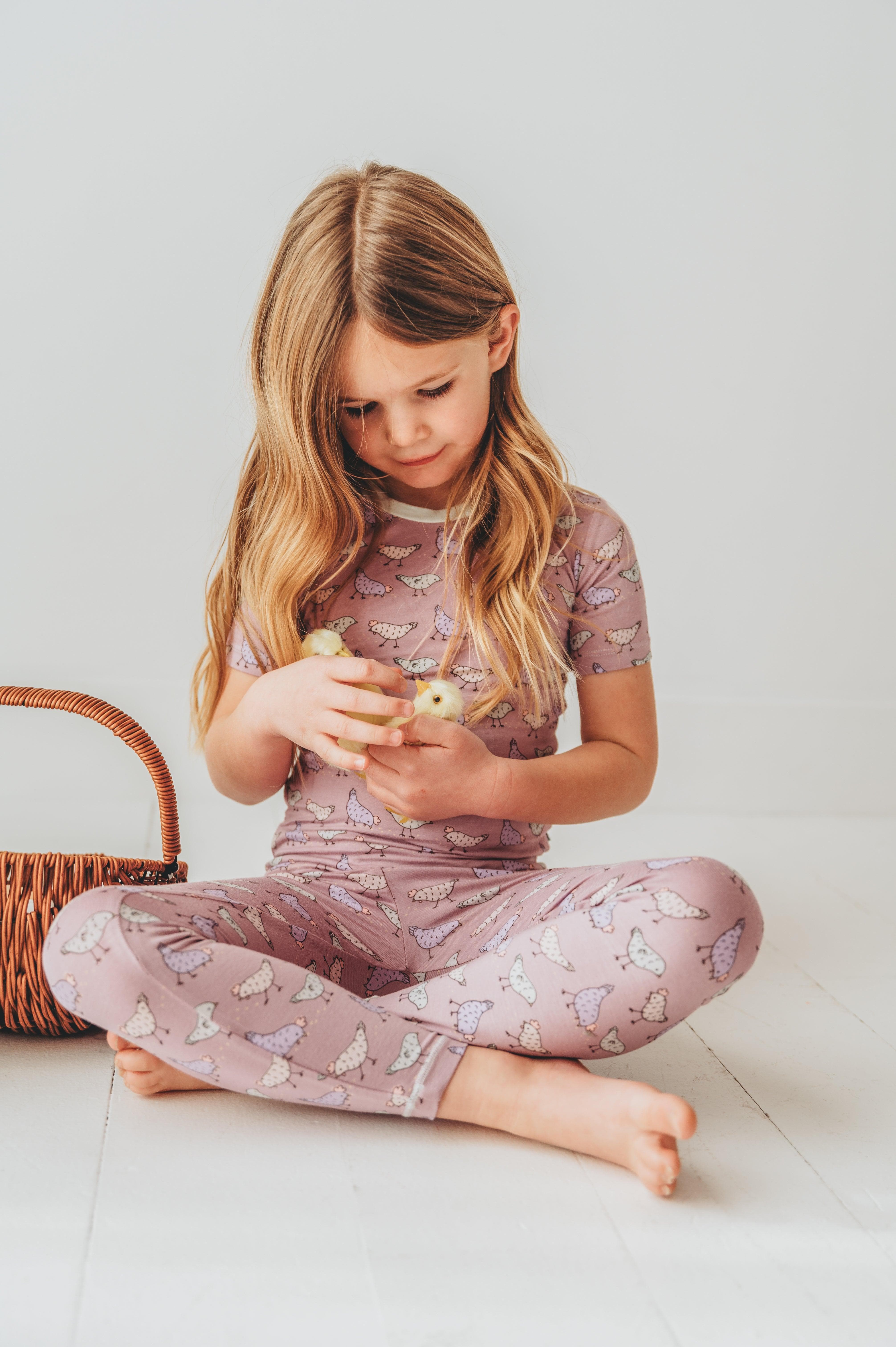 Bamboo Short Sleeve Pajama Set - Lavender Chickens - Image 7