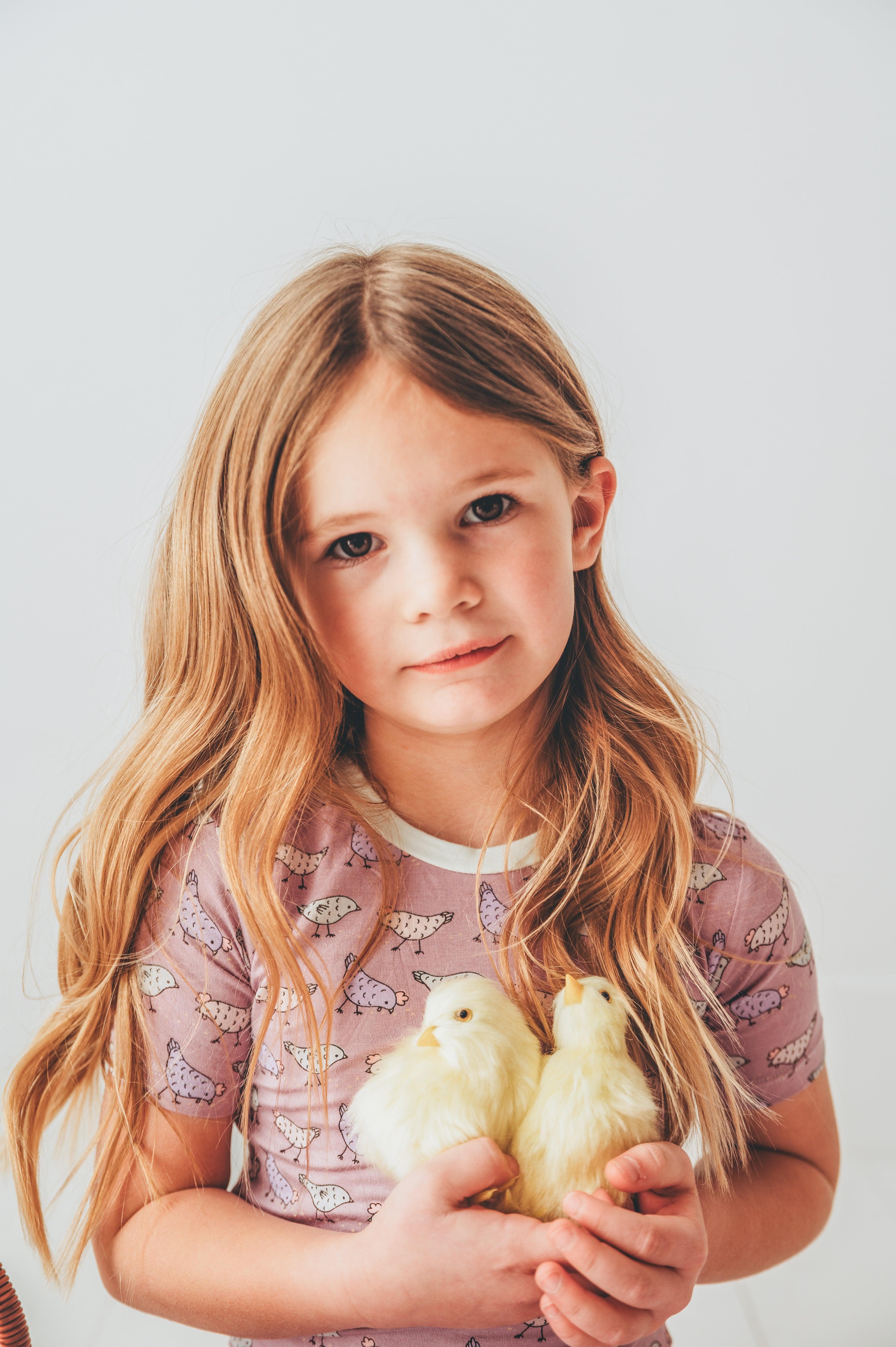 Bamboo Short Sleeve Pajama Set - Lavender Chickens - Image 8