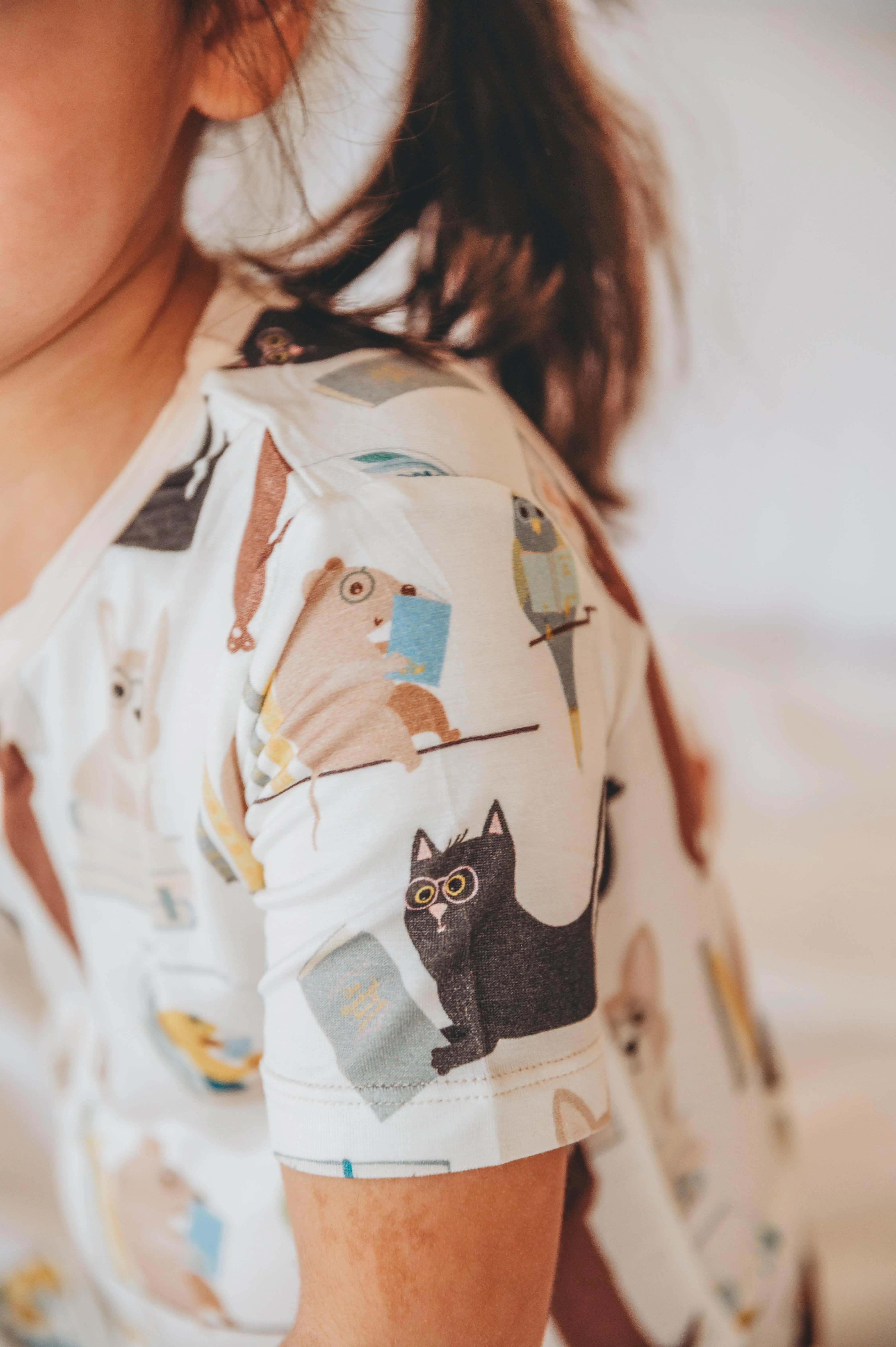 Bamboo Short Sleeve Pajama Set - Natural Books & Pets - Image 10