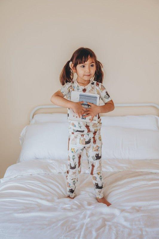 Bamboo Short Sleeve Pajama Set - Natural Books & Pets - Image 2