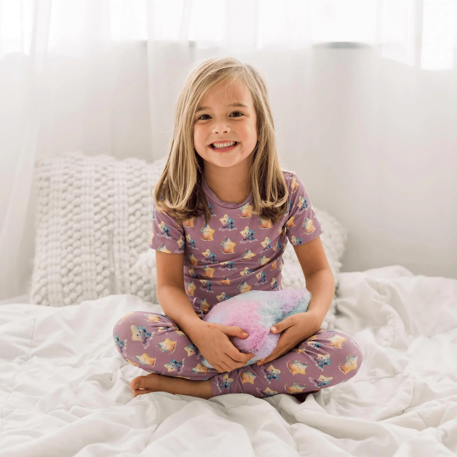 Bamboo Short Sleeve Pajama Set - Rainbow Stars - Image 3