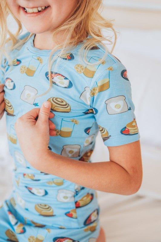 Bamboo Short Sleeve Pajama Set - Seaside Blue Breakfast in Bed - Image 2
