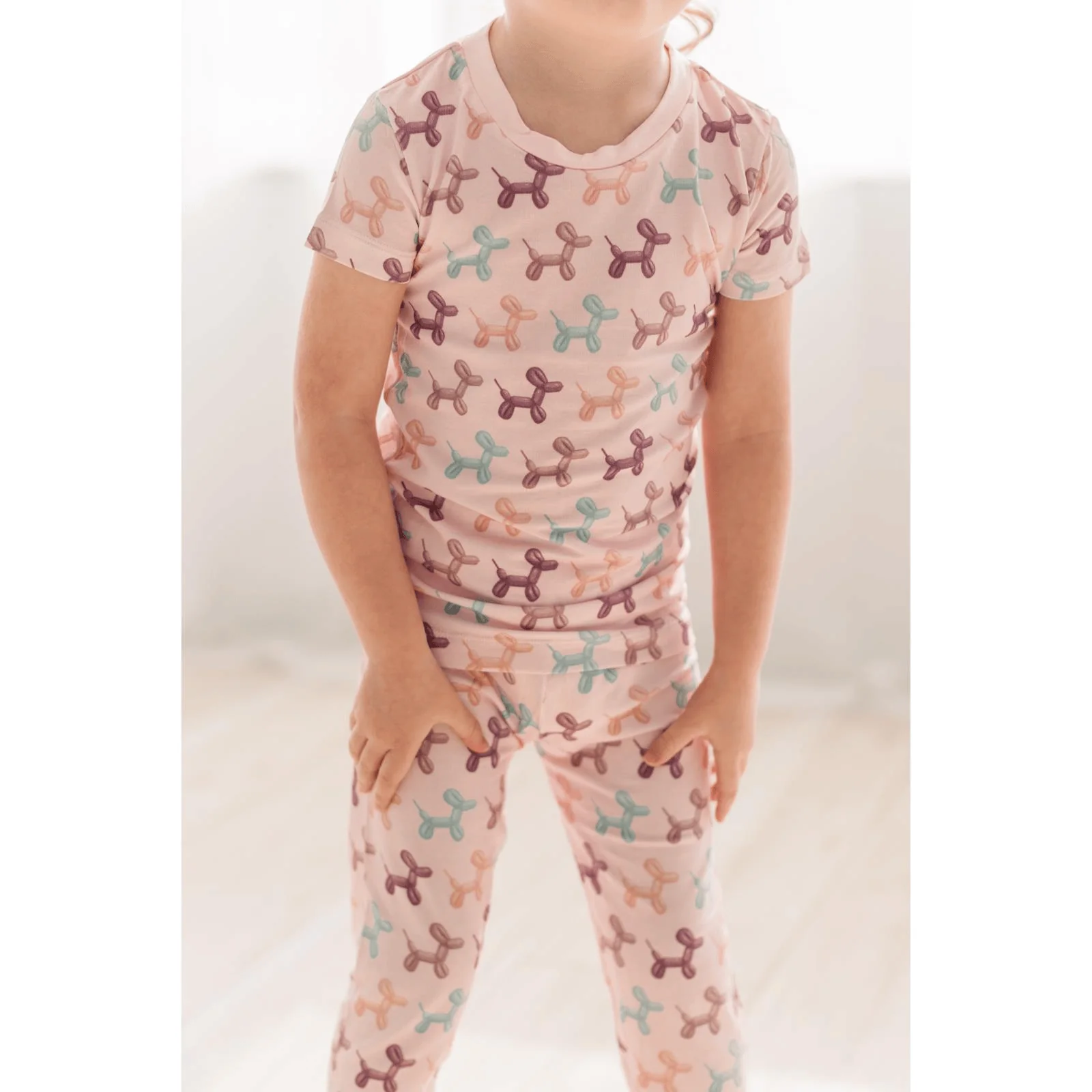 Bamboo Short Sleeve Pajama Set - Shrinking Violet Balloon Dogs - Image 2