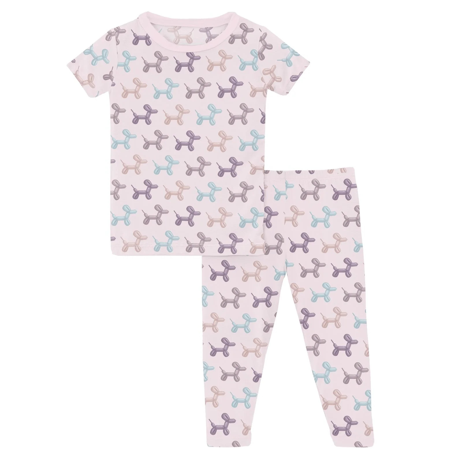 Bamboo Short Sleeve Pajama Set - Shrinking Violet Balloon Dogs - Image 7
