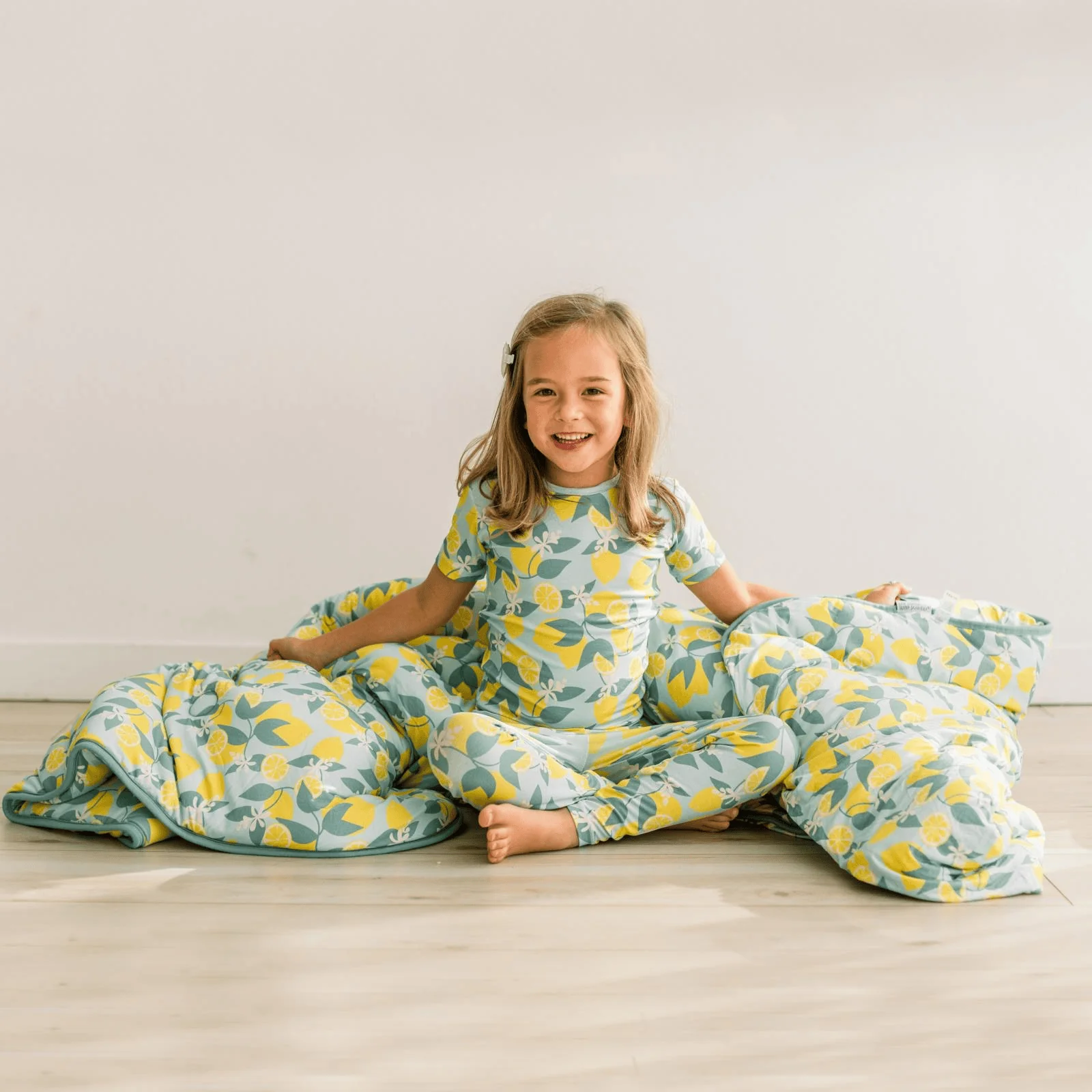 Bamboo Short Sleeve Pajama Set - Spring Sky Lemonade - Image 3