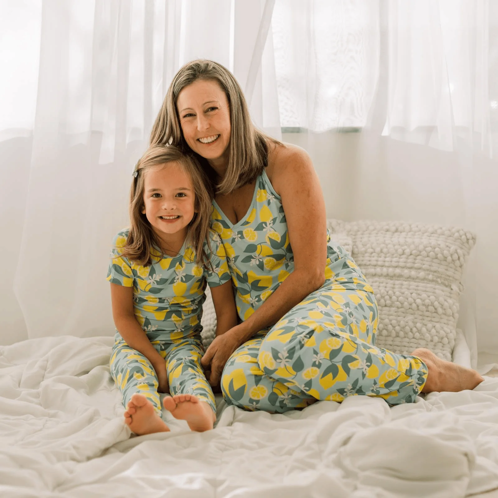 Bamboo Short Sleeve Pajama Set - Spring Sky Lemonade - Image 4