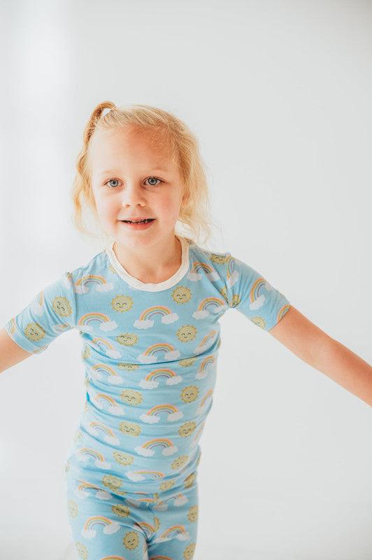Bamboo Short Sleeve Pajama Set - Sunshine and Rainbows - Image 2