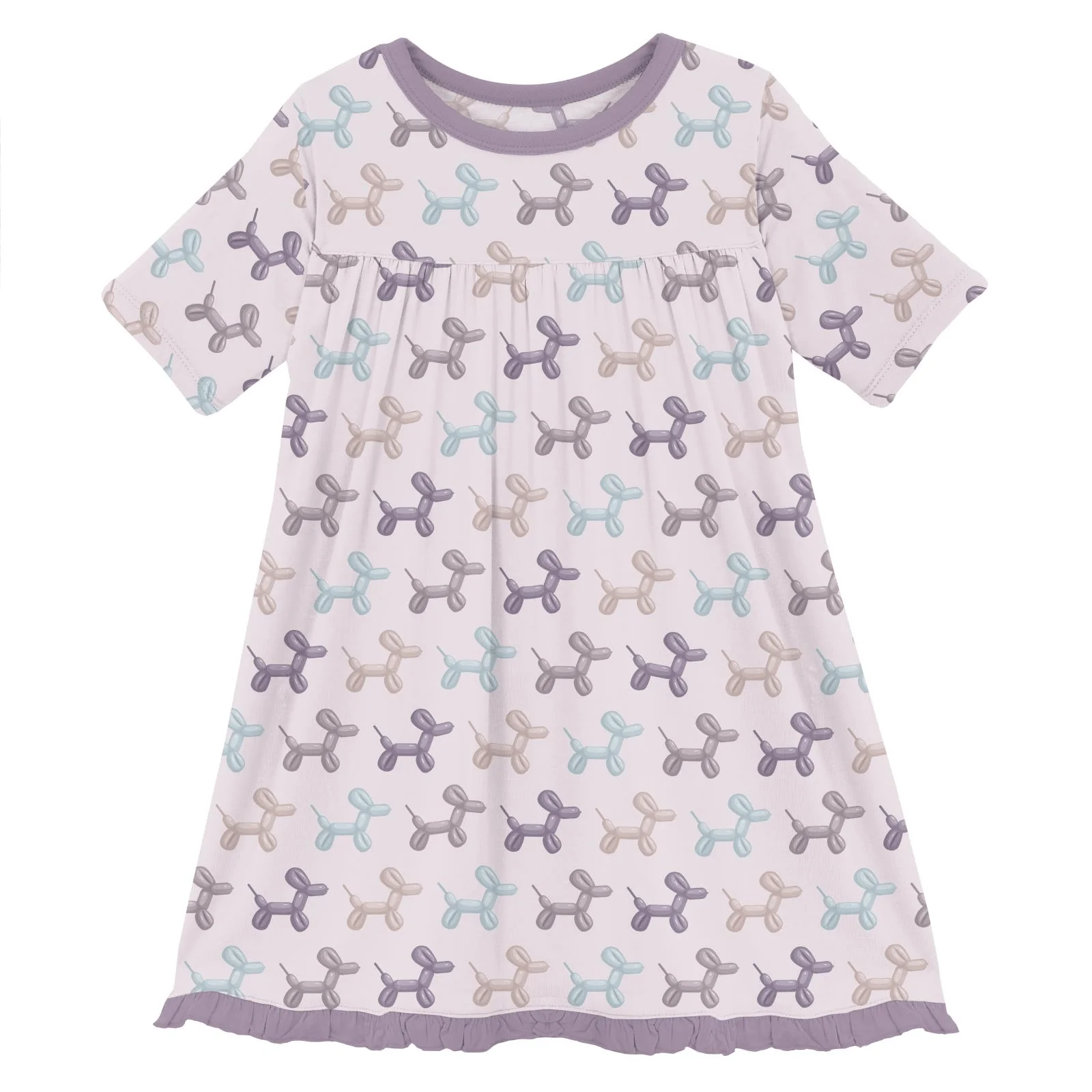 Bamboo Short Sleeve Swing Dress - Shrinking Violet Balloon Dogs - Image 7