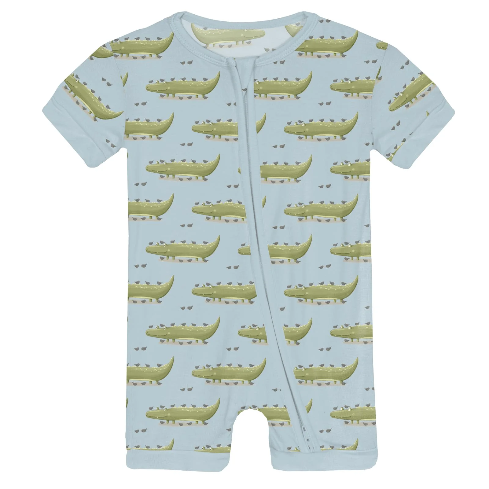 Bamboo Shorty Sleeper with Zipper - Spring Sky Croc & Friends - Image 6