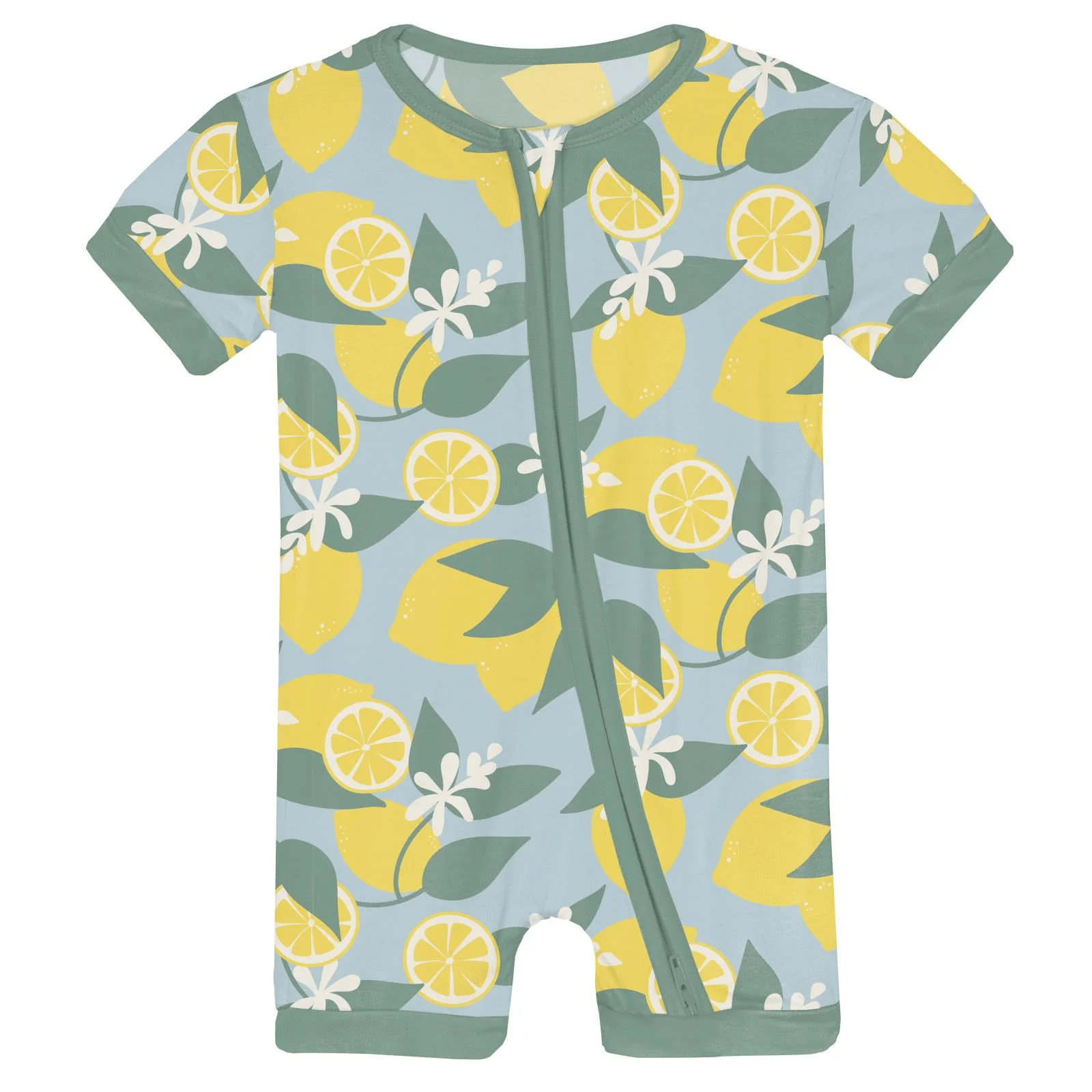 Bamboo Shorty Sleeper with Zipper - Spring Sky Lemonade - Image 2