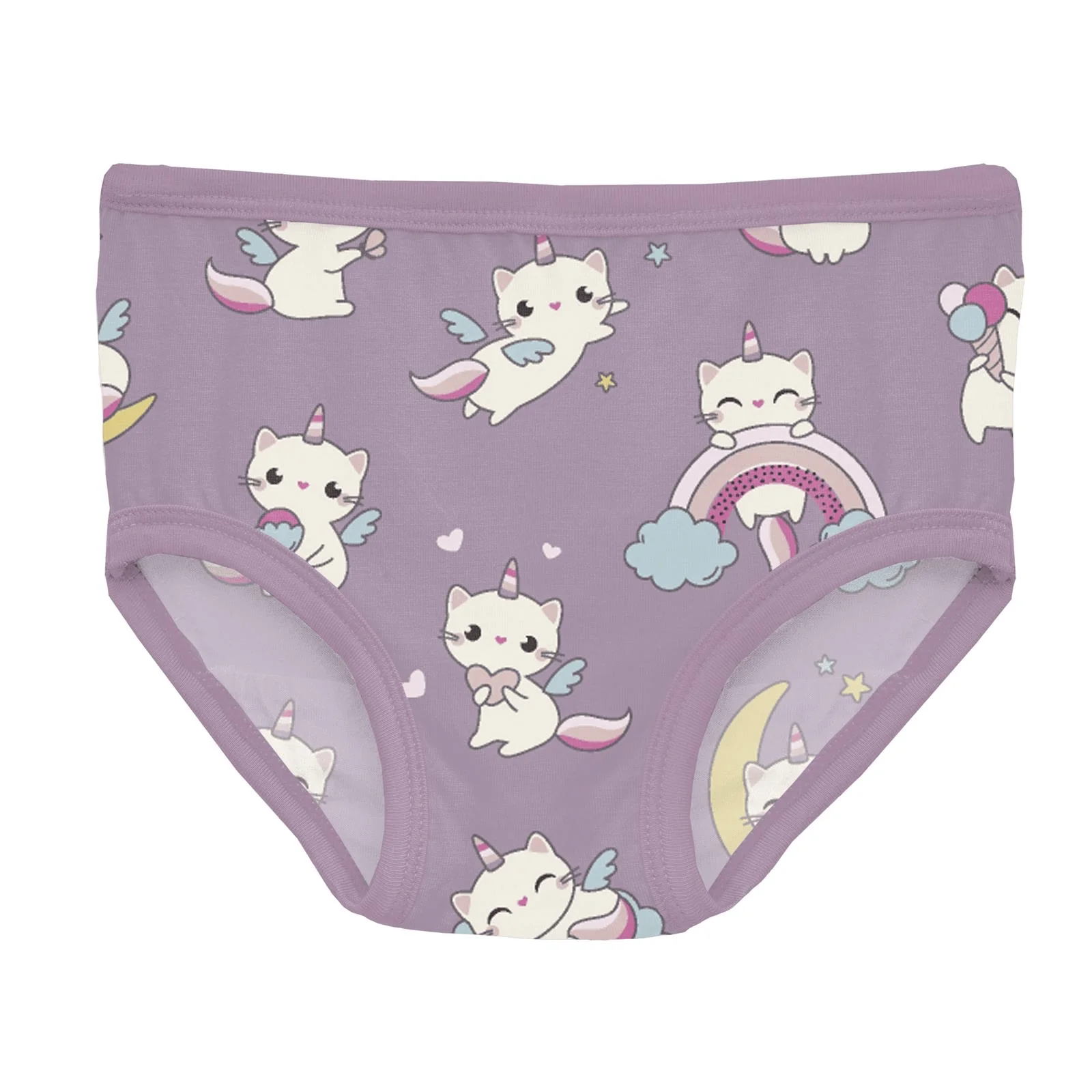 Bamboo Underwear (Set of 3) - Shrinking Violet Bow Lattice, Lavender Bliss Stripe & Lavender Caticorn - Image 4