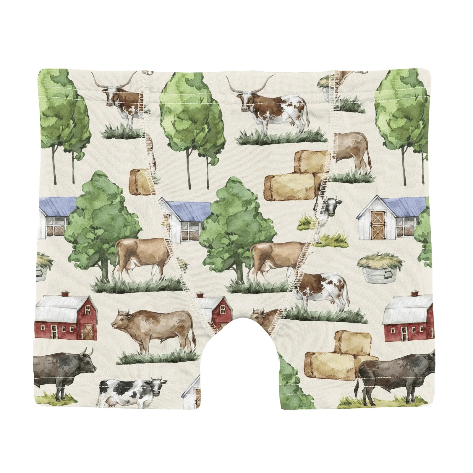 Bamboo Boxer Briefs (Set of 3) - Natural Grazing Cows, Denim Stripe & Denim Tractors & Windmills - Image 2