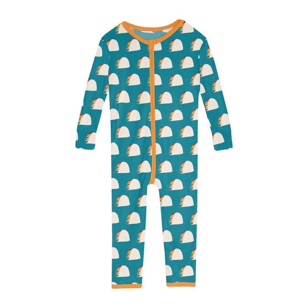 Boy's Print Bamboo Convertible Sleeper with Zipper - Seagrass Tacos