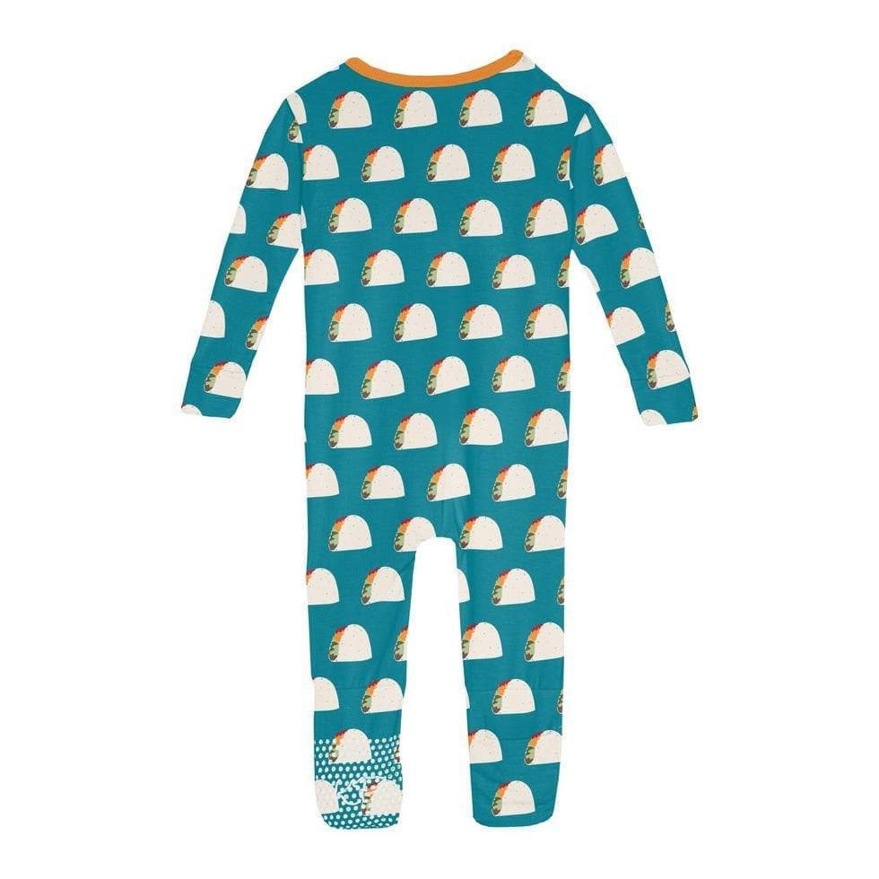 Boy's Print Bamboo Convertible Sleeper with Zipper - Seagrass Tacos - Image 2