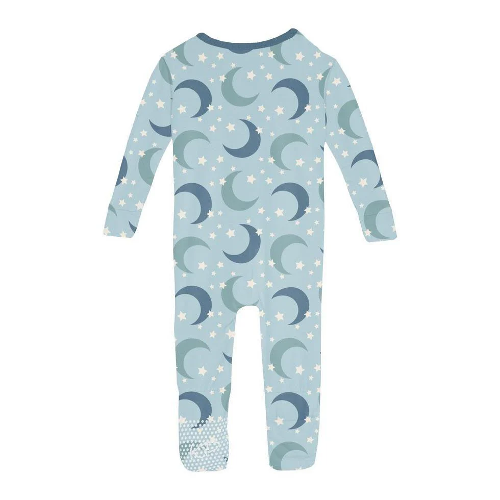 Boy's Print Bamboo Convertible Sleeper with Zipper - Spring Sky Moon and Stars - Image 2