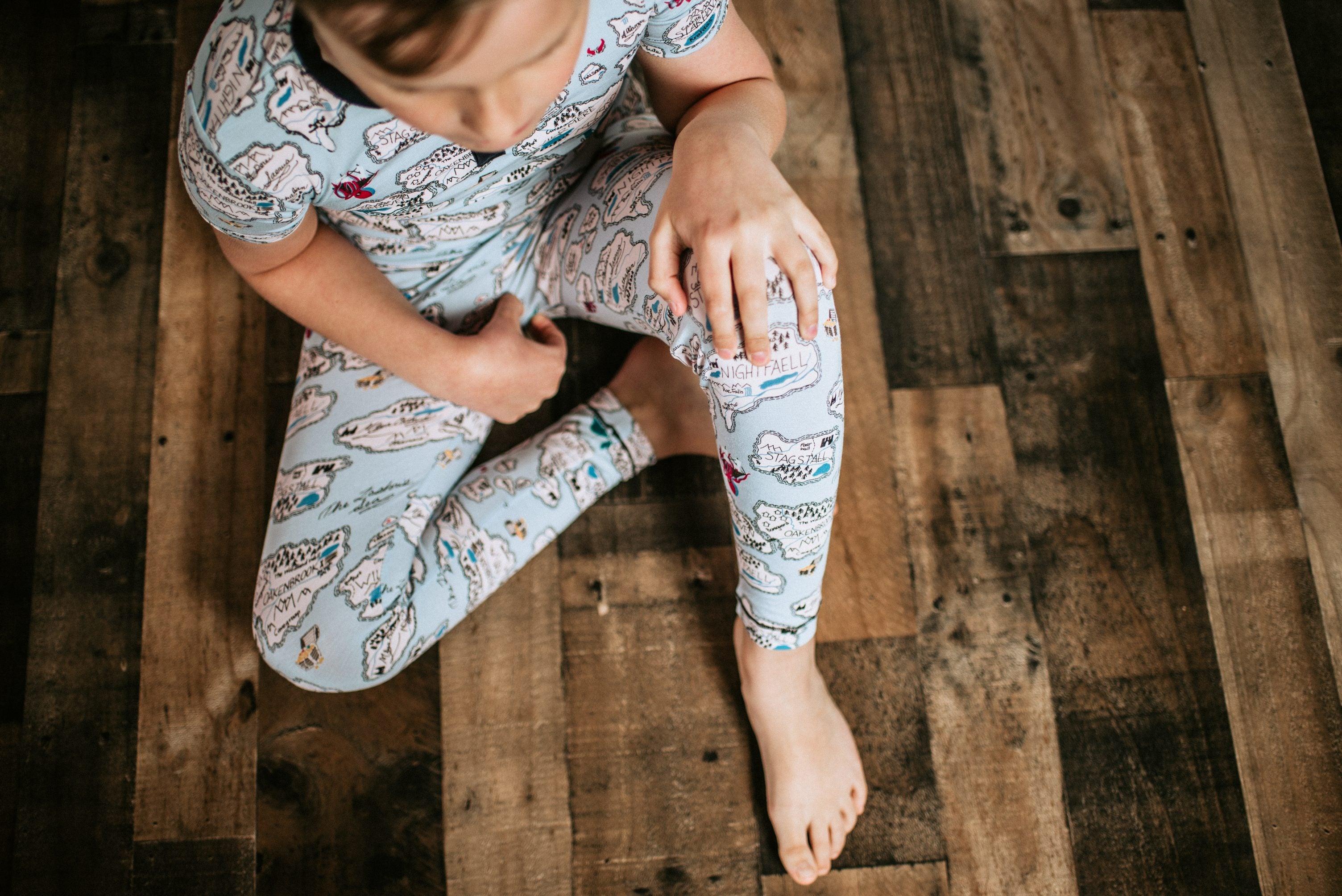 Boy's Print Bamboo Short Sleeve Henley Pajama Set - Dew Pirate Map - Image 4
