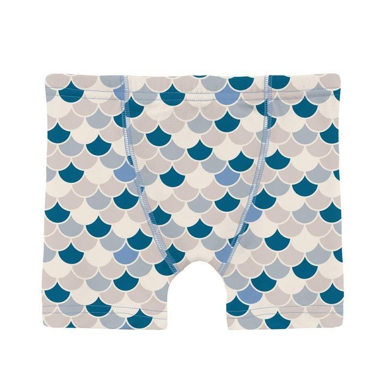 Boy's Print Bamboo Boxer Briefs (Set of 3) - Seaport Johnny Appleseed, Seaport & Latte Scales - Image 2