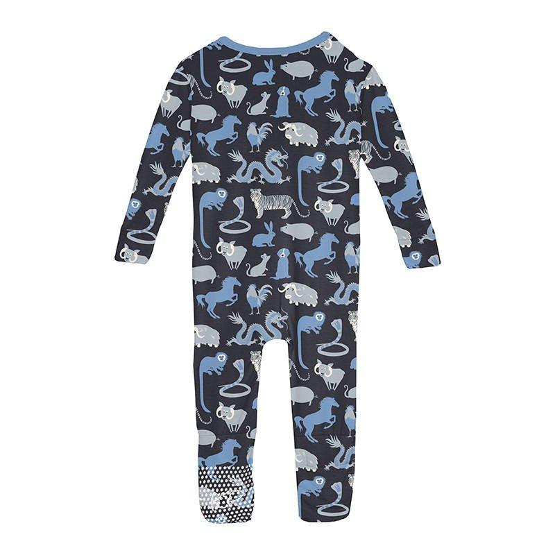 Boy's Print Bamboo Convertible Sleeper with Zipper - Deep Space Chinese Zodiac - Image 2