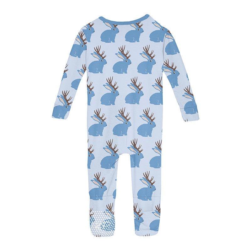 Boy's Print Bamboo Convertible Sleeper with Zipper - Dew Jackalope - Image 2