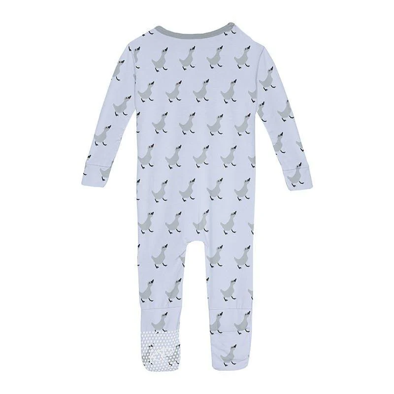 Boy's Print Bamboo Convertible Sleeper with Zipper - Dew Ugly Duckling - Image 2