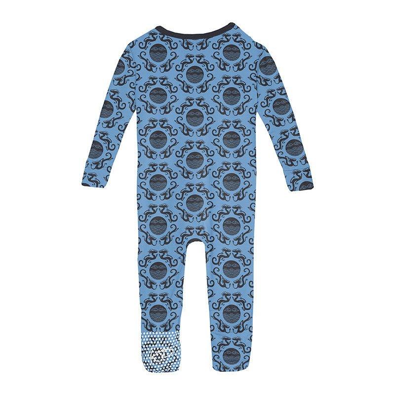 Boy's Print Bamboo Convertible Sleeper with Zipper - Dream Blue Four Dragons - Image 2