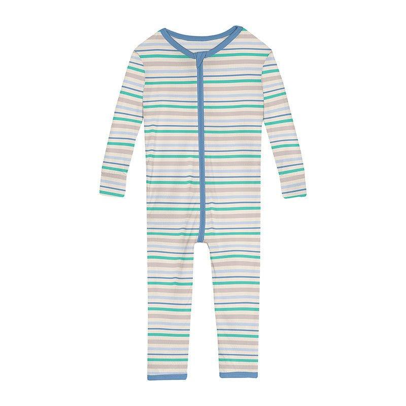Boy's Print Bamboo Convertible Sleeper with Zipper - Mythical Stripe
