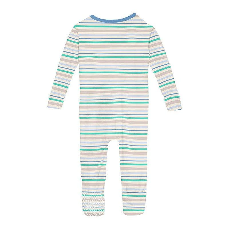 Boy's Print Bamboo Convertible Sleeper with Zipper - Mythical Stripe - Image 2