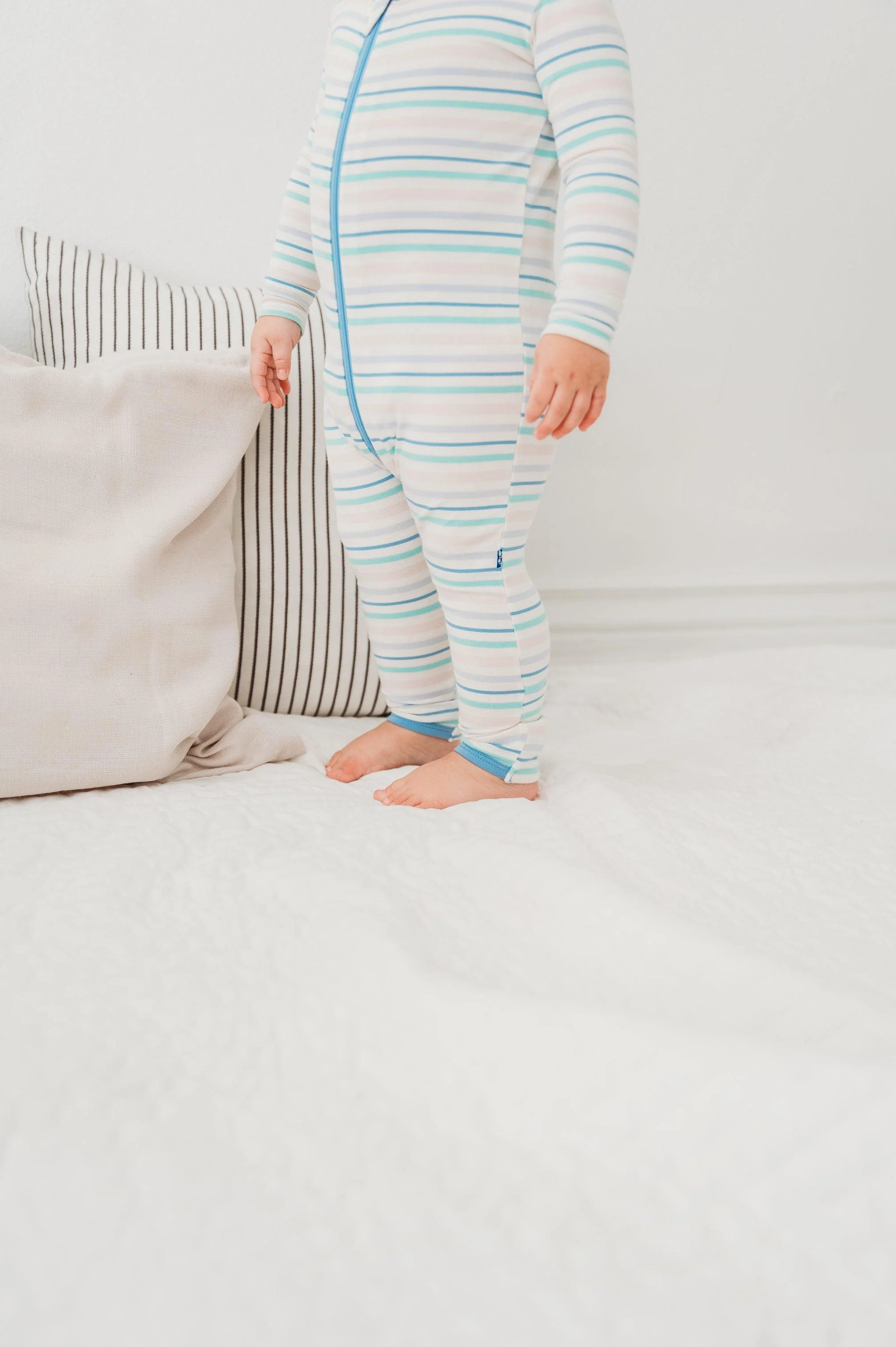 Boy's Print Bamboo Convertible Sleeper with Zipper - Mythical Stripe - Image 5