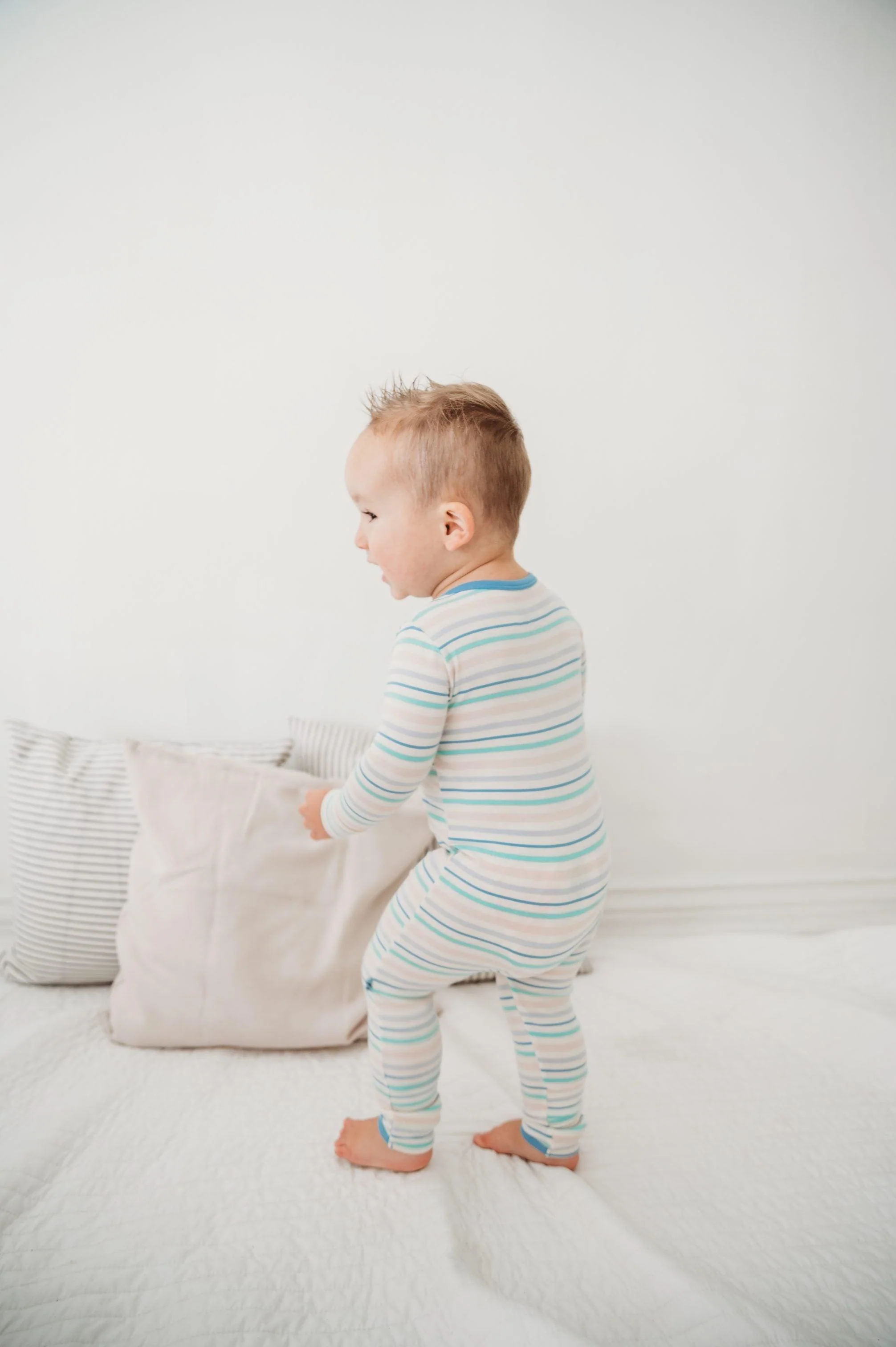 Boy's Print Bamboo Convertible Sleeper with Zipper - Mythical Stripe - Image 6