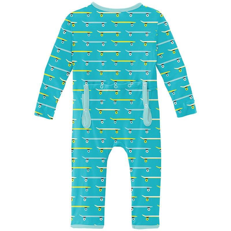 Boy's Print Bamboo Coverall with 2-Way Zipper - Confetti Skateboard - Image 2