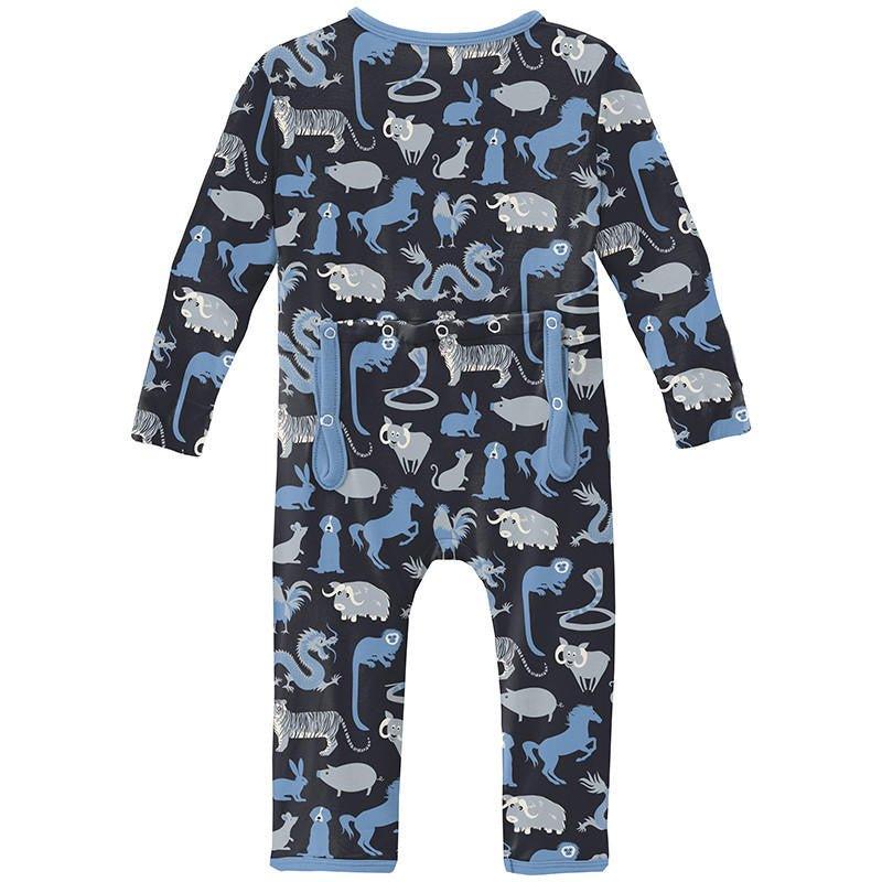 Boy's Print Bamboo Coverall with 2-Way Zipper - Deep Space Chinese Zodiac - Image 2
