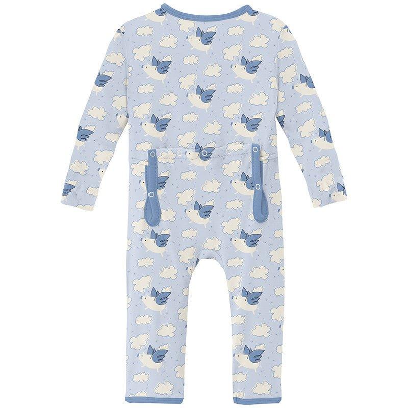 Boy's Print Bamboo Coverall with 2-Way Zipper - Dew Flying Pigs - Image 2