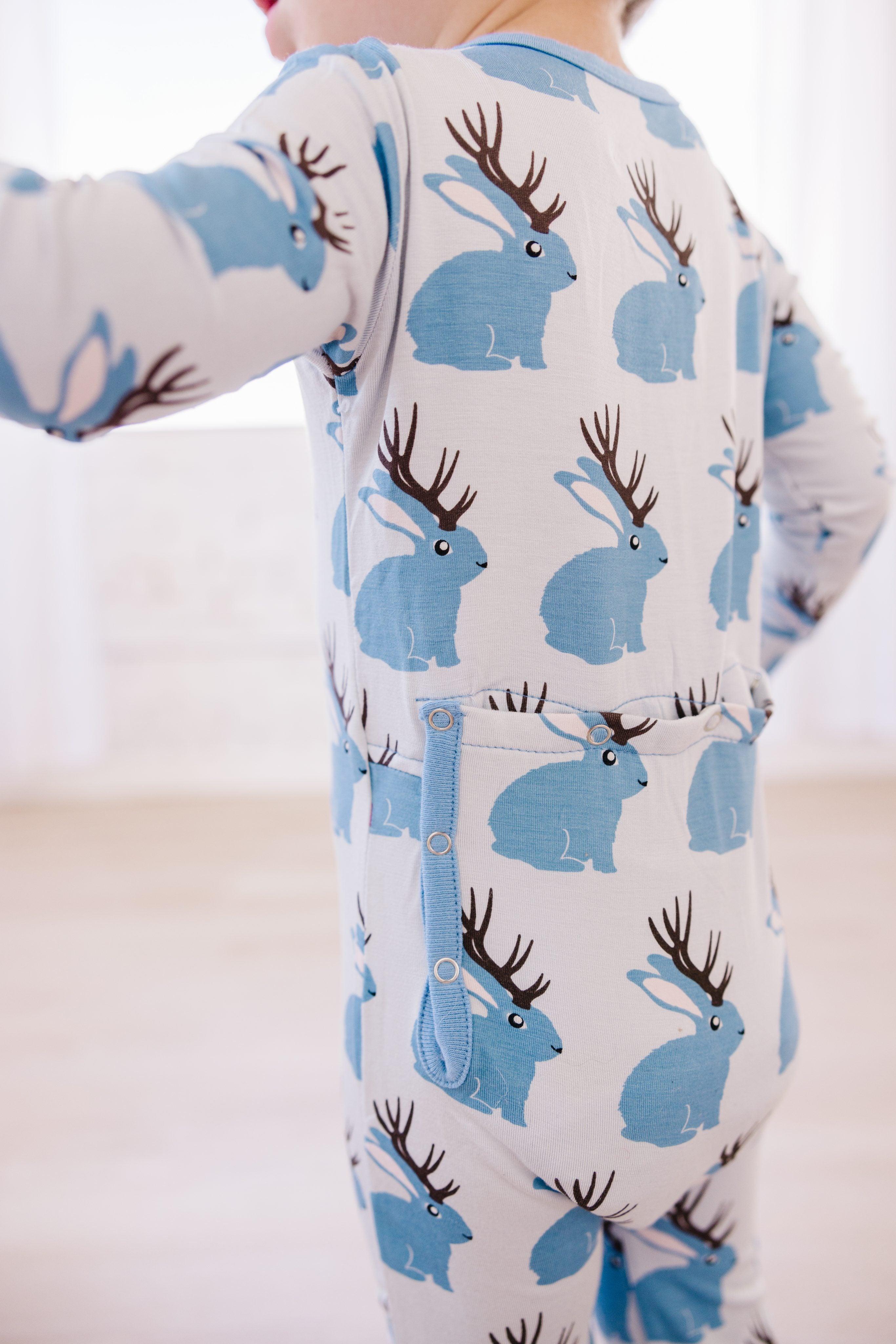 Boy's Print Bamboo Coverall with 2-Way Zipper - Dew Jackalope - Image 4
