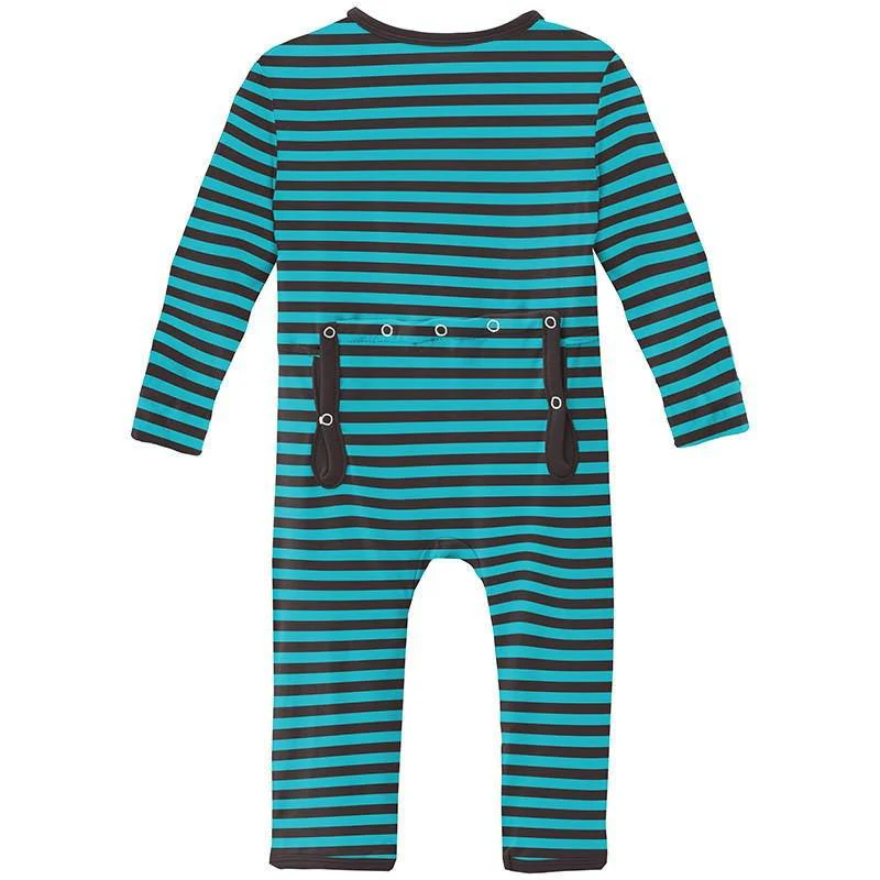 Boy's Print Bamboo Coverall with 2-Way Zipper - Rad Stripe - Image 2
