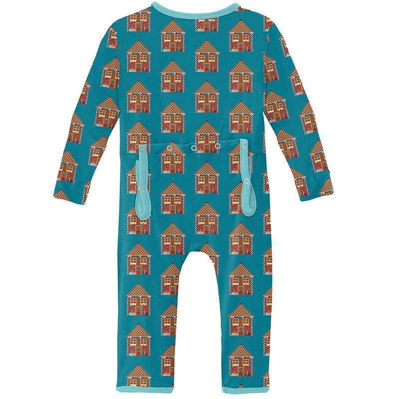 Boy's Print Bamboo Coverall with Zipper - Bay Gingerbread - Image 2