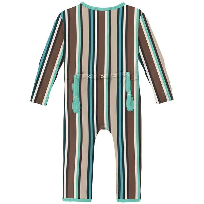 Boy's Print Bamboo Coverall with Zipper - Dad's Tie Stripe - Image 2