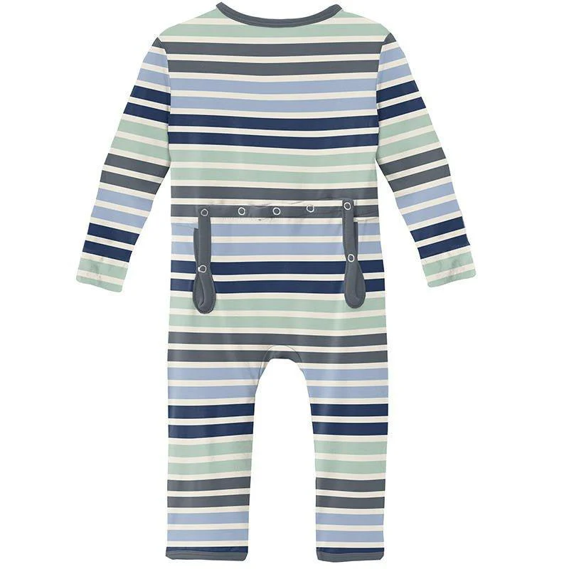 Boy's Print Bamboo Coverall with Zipper - Fairground Stripe - Image 2